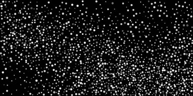 Siyah arka planda gümüş simli konfeti. Parlak parçacıkların yansıması. Dekoratif unsur. Tasarım elementi. Vektör illüstrasyonu, EPS 10. 