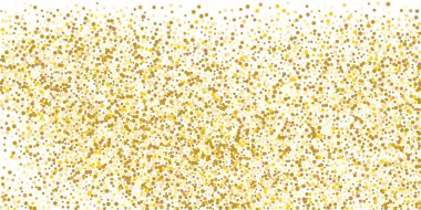 Beyaz arka planda altın puan konfetisi. Lüks şenlik geçmişi. Dekoratif unsur. Tasarım elementi. Vektör illüstrasyonu, EPS 10. 