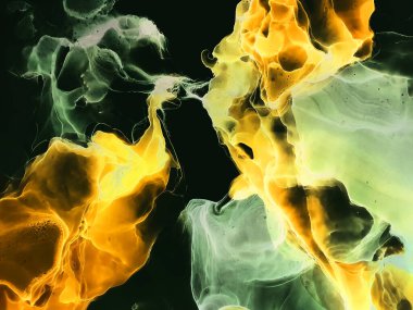 Suluboya girdap. Organik ince tuval. Arka planda güzel bir duman soyutlaması. Alkol mürekkebi. Soyut Ruhsal Akışkan.