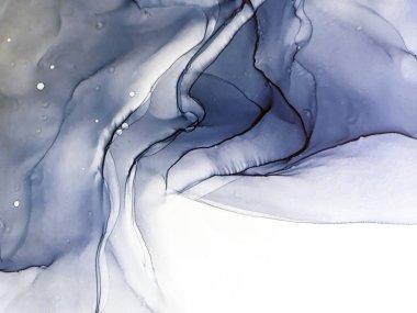 Tek renkli mürekkep sıvısı. Gouache 'nin gölgesi. Soyut baskı. Tekstil tasarımı için gri tonlu suluboya ile modern illüstrasyon. Gümüş lekeli yüzey. Soyut yazdırma.