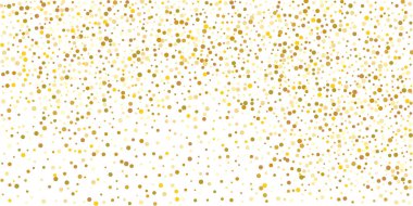 Beyaz arka planda altın yaldızlı konfeti. Parlak parçacıkların yansıması. Dekoratif unsur. Tasarım elementi. Vektör illüstrasyonu, EPS 10. 