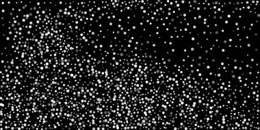 Siyah arka planda konfetilerin gümüş parlaklığı. Lüks şenlik geçmişi. Dekoratif unsur. Tasarım elementi. Vektör illüstrasyonu, EPS 10. 