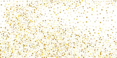 Beyaz arka planda altın yaldızlı konfeti. Lüks şenlik geçmişi. Dekoratif unsur. Tasarım elementi. Vektör illüstrasyonu, EPS 10. 