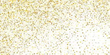 Beyaz arka planda altın yaldızlı konfeti. Parlak parçacıkların yansıması. Dekoratif unsur. Tasarım elementi. Vektör illüstrasyonu, EPS 10. 