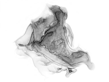 Boho monokrom mürekkebi için sıvı. Soluk Psikedelik Düzen. Tekstil tasarımı için gri tonlu suluboya ile modern illüstrasyon. Gümüş lekeli yüzey. Soyut yazdırma.