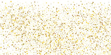 Beyaz arka planda altın yaldızlı konfeti. Lüks şenlik geçmişi. Dekoratif unsur. Tasarım elementi. Vektör illüstrasyonu, EPS 10. 