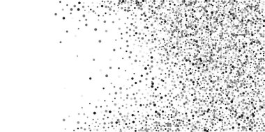 Beyaz arka planda konfetilerin gümüş parlaklığı. Parlak parçacıkların yansıması. Dekoratif unsur. Tasarım elementi. Vektör illüstrasyonu, EPS 10. 