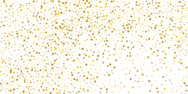 Beyaz arka planda altın yaldızlı konfeti. Parlak parçacıkların yansıması. Dekoratif unsur. Tasarım elementi. Vektör illüstrasyonu, EPS 10. 