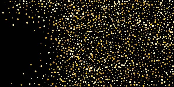 Gouden Punt Confetti Een Zwarte Achtergrond Illustratie Van Een Druppel — Stockvector
