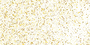 Beyaz arka planda altın puan konfetisi. Parlak parçacıkların yansıması. Dekoratif unsur. Tasarım elementi. Vektör illüstrasyonu, EPS 10. 