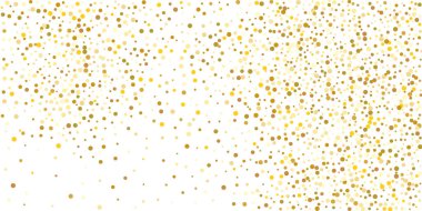 Beyaz arka planda altın puan konfetisi. Parlak parçacıkların yansıması. Dekoratif unsur. Tasarım elementi. Vektör illüstrasyonu, EPS 10. 