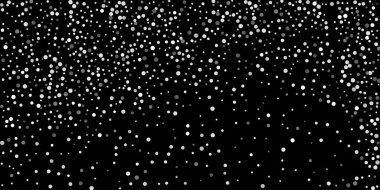 Siyah arka planda gümüş konfeti noktası. Lüks şenlik geçmişi. Dekoratif unsur. Tasarım elementi. Vektör illüstrasyonu, EPS 10. 