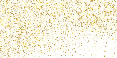 Beyaz arka planda altın yaldızlı konfeti. Lüks şenlik geçmişi. Dekoratif unsur. Tasarım elementi. Vektör illüstrasyonu, EPS 10. 