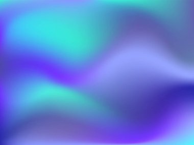 Sanal arkaplan. Pembe, mavi, yeşil renklerde parlak, pürüzsüz, bulanık fütürist desen. Modaya uygun reklam vektörü. Yazdırılmış ürünler için holografik spektrumun yoğun gradyanı,.