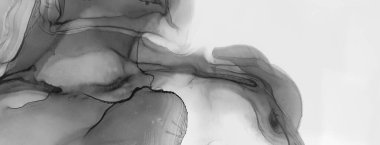 Tek renkli mürekkep sıvısı. Gouache 'nin gölgesi. Soyut baskı. Tekstil tasarımı için gri tonlu suluboya ile modern illüstrasyon. Gümüş lekeli yüzey. Soyut yazdırma.