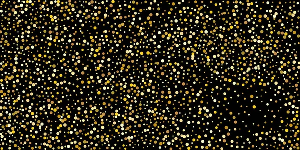 Golden Point Confetti Black Background Illustration Drop Shiny Particles Decorative — Stock Vector