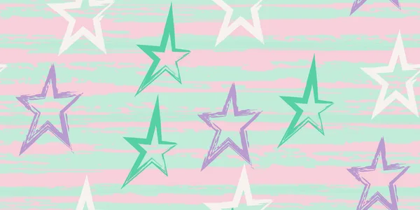 Rayas Colores Estrellas Sencillo Diseño Rayas Acuarela Moda Líneas Dibujadas — Vector de stock