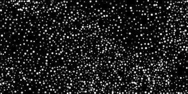 Siyah arka planda gümüş konfeti noktası. Lüks şenlik geçmişi. Dekoratif unsur. Tasarım elementi. Vektör illüstrasyonu, EPS 10. 