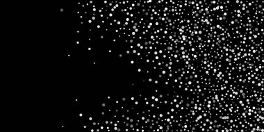 Siyah arka planda konfetilerin gümüş parlaklığı. Lüks şenlik geçmişi. Dekoratif unsur. Tasarım elementi. Vektör illüstrasyonu, EPS 10. 