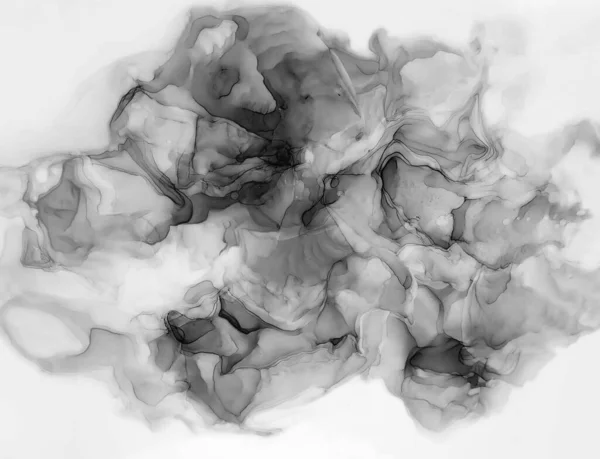 Acuarela Blanca Negra Textura Humo Ilustración Moderna Con Acuarela Escala —  Fotos de Stock