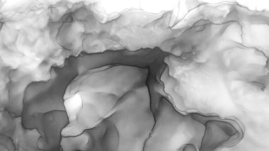 Gri tonlu Suluboya. Duman dokusu. Tekstil tasarımı için gri tonlu suluboya ile modern illüstrasyon. Gümüş lekeli yüzey. Soyut yazdırma.