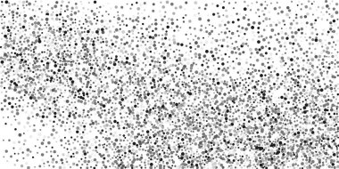 Beyaz arka planda konfetilerin gümüş parlaklığı. Parlak parçacıkların yansıması. Dekoratif unsur. Tasarım elementi. Vektör illüstrasyonu, EPS 10. 