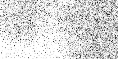 Beyaz arka planda gümüş konfeti noktası. Parlak parçacıkların yansıması. Dekoratif unsur. Tasarım elementi. Vektör illüstrasyonu, EPS 10. 