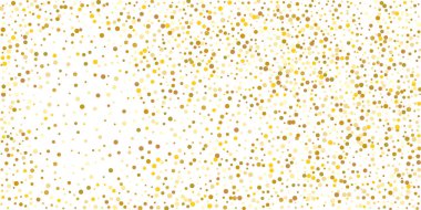 Beyaz arka planda altın yaldızlı konfeti. Parlak parçacıkların yansıması. Dekoratif unsur. Tasarım elementi. Vektör illüstrasyonu, EPS 10. 