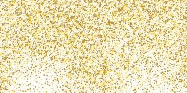 Beyaz arka planda altın yaldızlı konfeti. Parlak parçacıkların yansıması. Dekoratif unsur. Tasarım elementi. Vektör illüstrasyonu, EPS 10. 