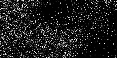 Siyah arka planda konfetilerin gümüş parlaklığı. Parlak parçacıkların yansıması. Dekoratif unsur. Tasarım elementi. Vektör illüstrasyonu, EPS 10. 