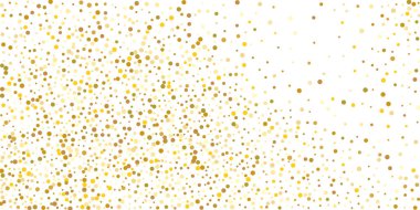 Beyaz arka planda altın yaldızlı konfeti. Parlak parçacıkların yansıması. Dekoratif unsur. Tasarım elementi. Vektör illüstrasyonu, EPS 10. 