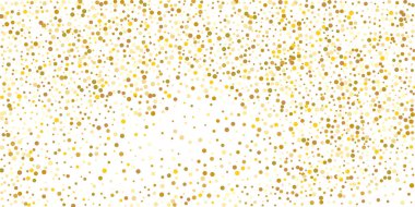 Beyaz arka planda altın yaldızlı konfeti. Parlak parçacıkların yansıması. Dekoratif unsur. Tasarım elementi. Vektör illüstrasyonu, EPS 10. 