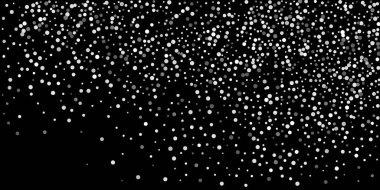 Siyah arka planda gümüş simli konfeti. Lüks şenlik geçmişi. Dekoratif unsur. Tasarım elementi. Vektör illüstrasyonu, EPS 10. 