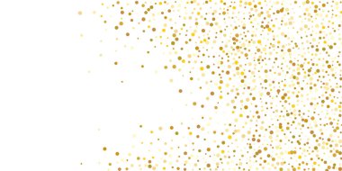 Beyaz arka planda altın yaldızlı konfeti. Parlak parçacıkların yansıması. Dekoratif unsur. Tasarım elementi. Vektör illüstrasyonu, EPS 10. 