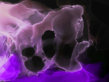 Suluboya girdap. Organik ince tuval. Arka planda güzel bir duman soyutlaması. Alkol mürekkebi. Soyut Ruhsal Akışkan.