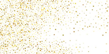 Beyaz arka planda altın yaldızlı konfeti. Lüks şenlik geçmişi. Dekoratif unsur. Tasarım elementi. Vektör illüstrasyonu, EPS 10. 