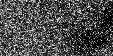 Siyah arka planda konfetilerin gümüş parlaklığı. Parlak parçacıkların yansıması. Dekoratif unsur. Tasarım elementi. Vektör illüstrasyonu, EPS 10. 