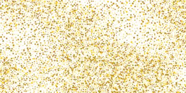 Beyaz arka planda altın yaldızlı konfeti. Lüks şenlik geçmişi. Dekoratif unsur. Tasarım elementi. Vektör illüstrasyonu, EPS 10. 