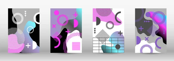 Moderne Memphis Achtergrond Set Covers Geweldig Ontwerp Voor Elk Doel — Stockvector