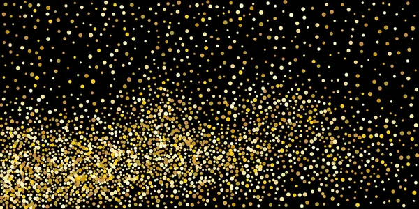 Punto Dorado Confeti Sobre Fondo Negro Ilustración Una Gota Partículas — Vector de stock