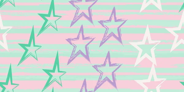 Listras Coloridas Estrelas Simplesmente Design Listrado Aquarela Moda Linhas Desenhadas —  Vetores de Stock
