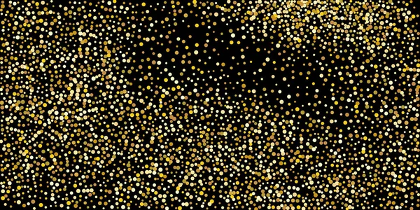 Siyah Arka Planda Altın Nokta Konfetisi Parlak Parçacıkların Yansıması Dekoratif — Stok Vektör