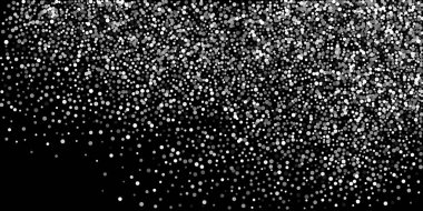 Siyah arka planda konfetilerin gümüş parlaklığı. Lüks arkaplan.