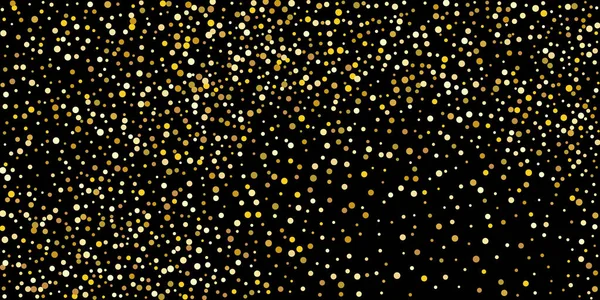 Golden Point Confetti Black Background Illustration Drop Shiny Particles Decorative — Stock Vector