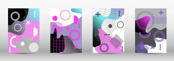 Modern Memphis Background Set Covers Great Design Any Purposes Πολύχρωμη — Διανυσματικό Αρχείο