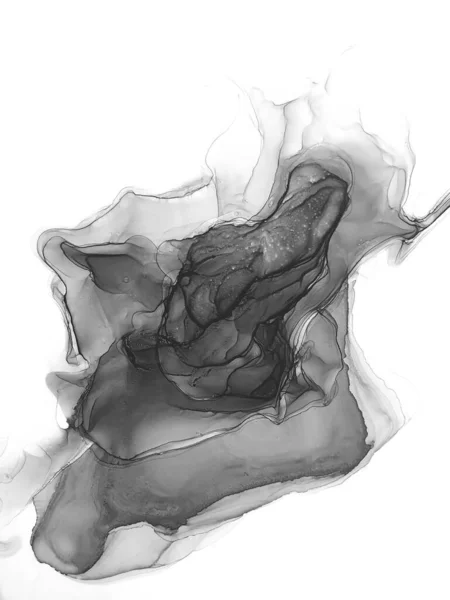 Черно-белый акварель. Живопись углем. Бледная психоделическая схема. — стоковое фото