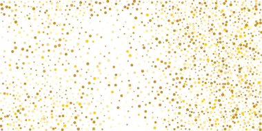 Beyaz arka planda altın yaldızlı konfeti. Lüks şenlik geçmişi. Dekoratif unsur. Tasarım elementi. Vektör illüstrasyonu, EPS 10. 