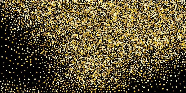 Golden Point Confetti Black Background Illustration Drop Shiny Particles Decorative — Stock Vector