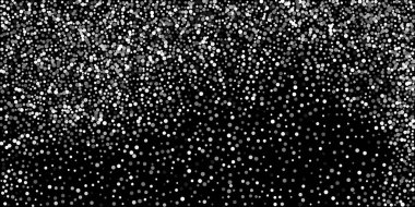 Siyah arka planda gümüş simli konfeti. Parlak parçacıkların yansıması. Dekoratif unsur. Tasarım elementi. Vektör illüstrasyonu, EPS 10. 