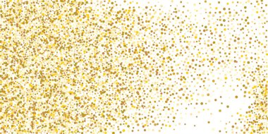 Beyaz arka planda altın yaldızlı konfeti. Lüks şenlik geçmişi. Dekoratif unsur. Tasarım elementi. Vektör illüstrasyonu, EPS 10. 
